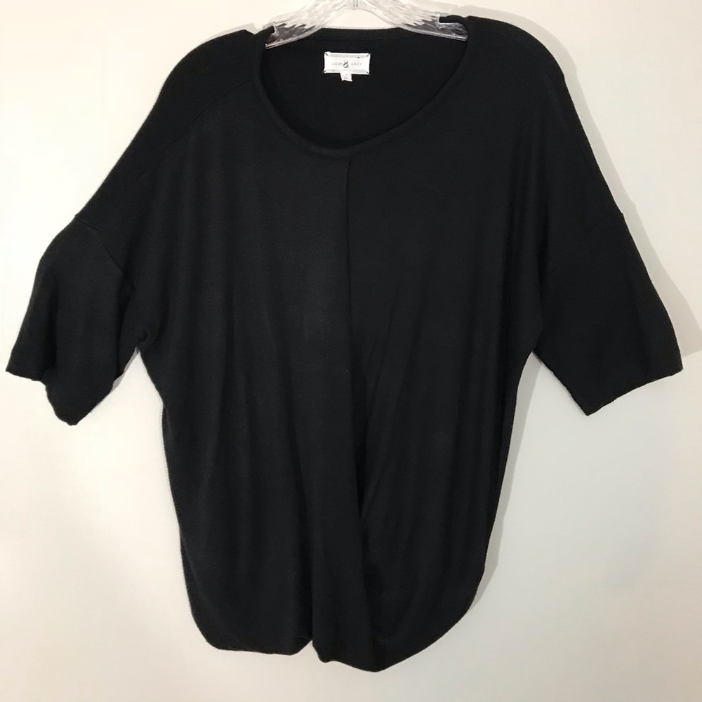 Lou & Grey black faux draped sweater. Sz L.